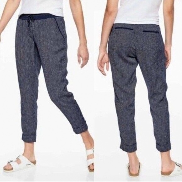 ATHLETA linen midtown cropped pants with rolled cuff, 6. - Picture 2 of 8